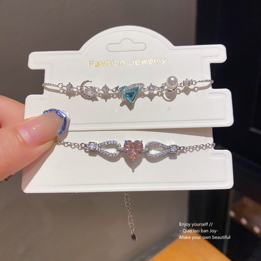 Silver - Toned Bracelet With Pink Heart - Shaped Crystal, Sparkly Pave Accents Delicate Daily & Romantic Jewelry Gift For Her High Quality And Elegant