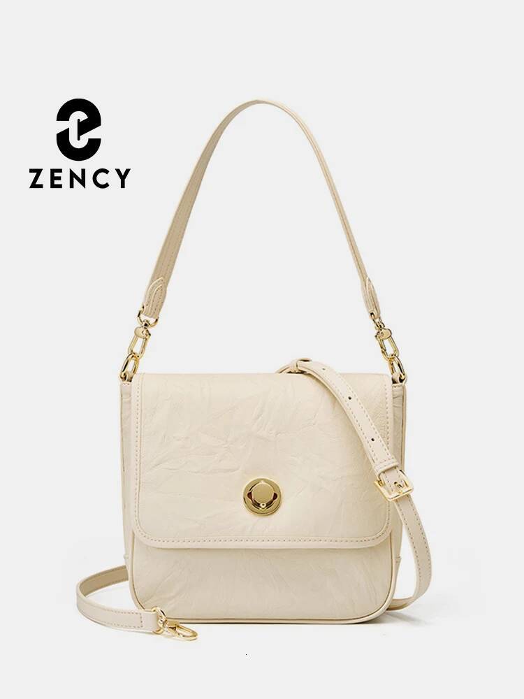 Zency Designer Underarm For Women's Advanced Pleated Black Beige Vintage Tote Crossbody Shoulder Bag Flap Gold Buckle