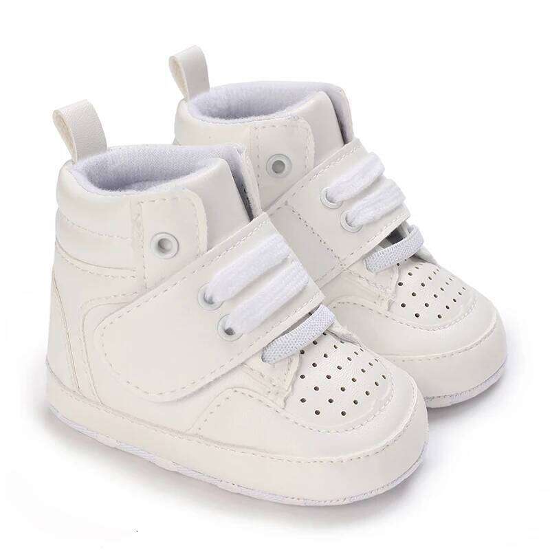 Spring Newborn Infant Girls and Boys Recreational Baptism Non-Slip Walking Shoe White Soft-soled Sneaker Prewalker