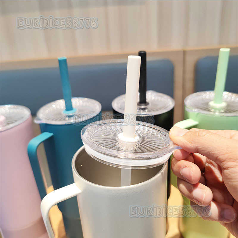 Handle Ice Cup 304 Stainless Steel Large Capacity Insulated Cup Outdoor Car Cup with Straw H250911