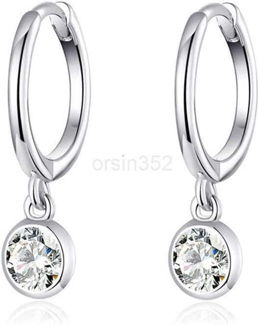Hoop Earrings for Women Girls 925 Sterling Silver Charms Minimalist Tiny Round Cubic Zirconia Drop Dangling Cartilage Helix Tragus Diamond SolicateW25