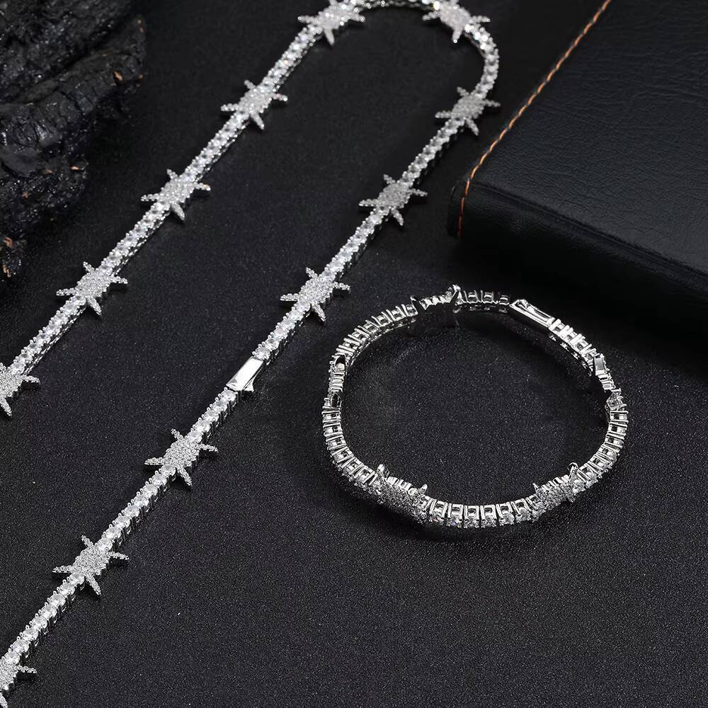 High Quality Hip Hop Spring Buckle Diamond Thorn Tennis Chain Jewelry Iced Out Zircon White Gold Tennis Chain Necklace for Girl