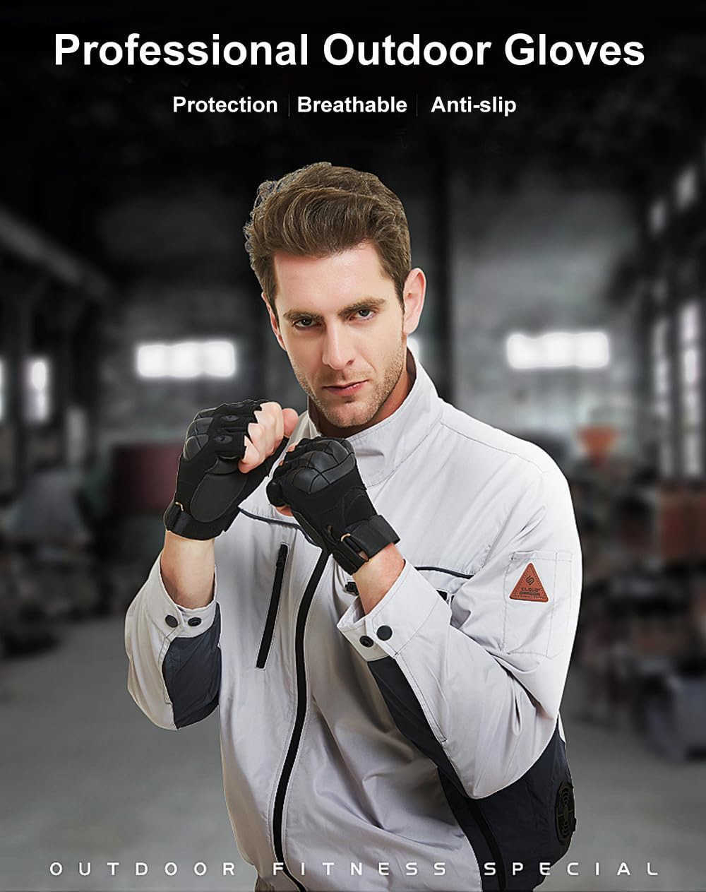 Outdoor Fingerless Gloves for Men Driving Hiking Biking Motorcycle GlovesW250911