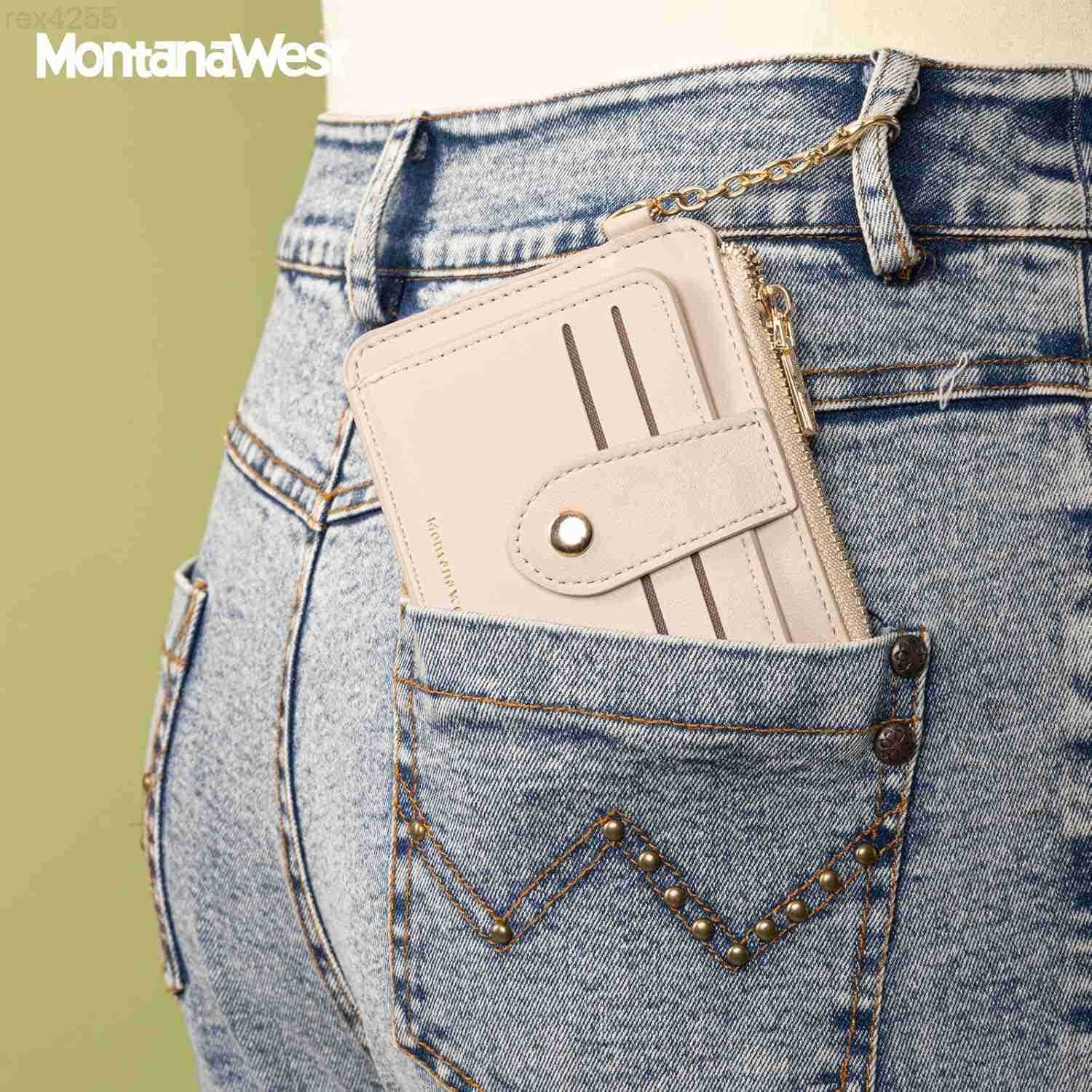 West Rfid Card Holder Small Credit Card Wallet Minimalist Bifold Wallet Thin Keychain Wallet with Multi Credit Card Holder and Smooth Metal ZipperW250