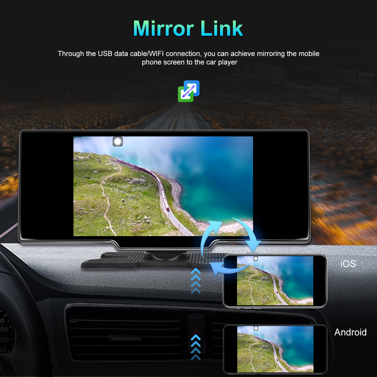 10'' Wireless CarPlay Android Auto Touch Screen, Plug & Play 1080P Android 13 HD Car Monitor WiFi BT TF Card Universal Fit for 99.9% Cars KO