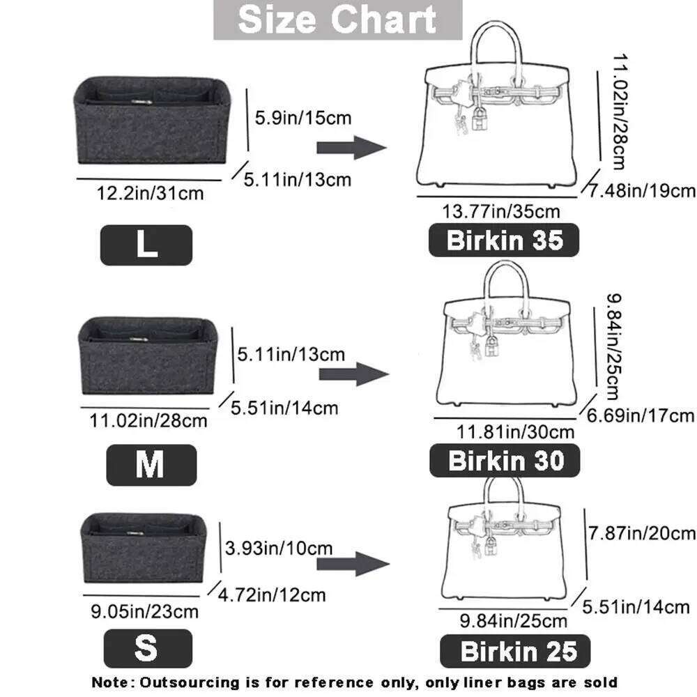Multi-Pocket Organizer Accessories for Birkin25/30/35 Inner Storage Felt Handbag Insert Liner Bag