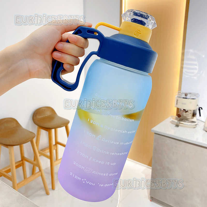 Gorgeous Gradient Space Plastic Cup Sports Water Cup Female Summer Portable Large Capacity Water Cup Straw Plastic Cup H250911