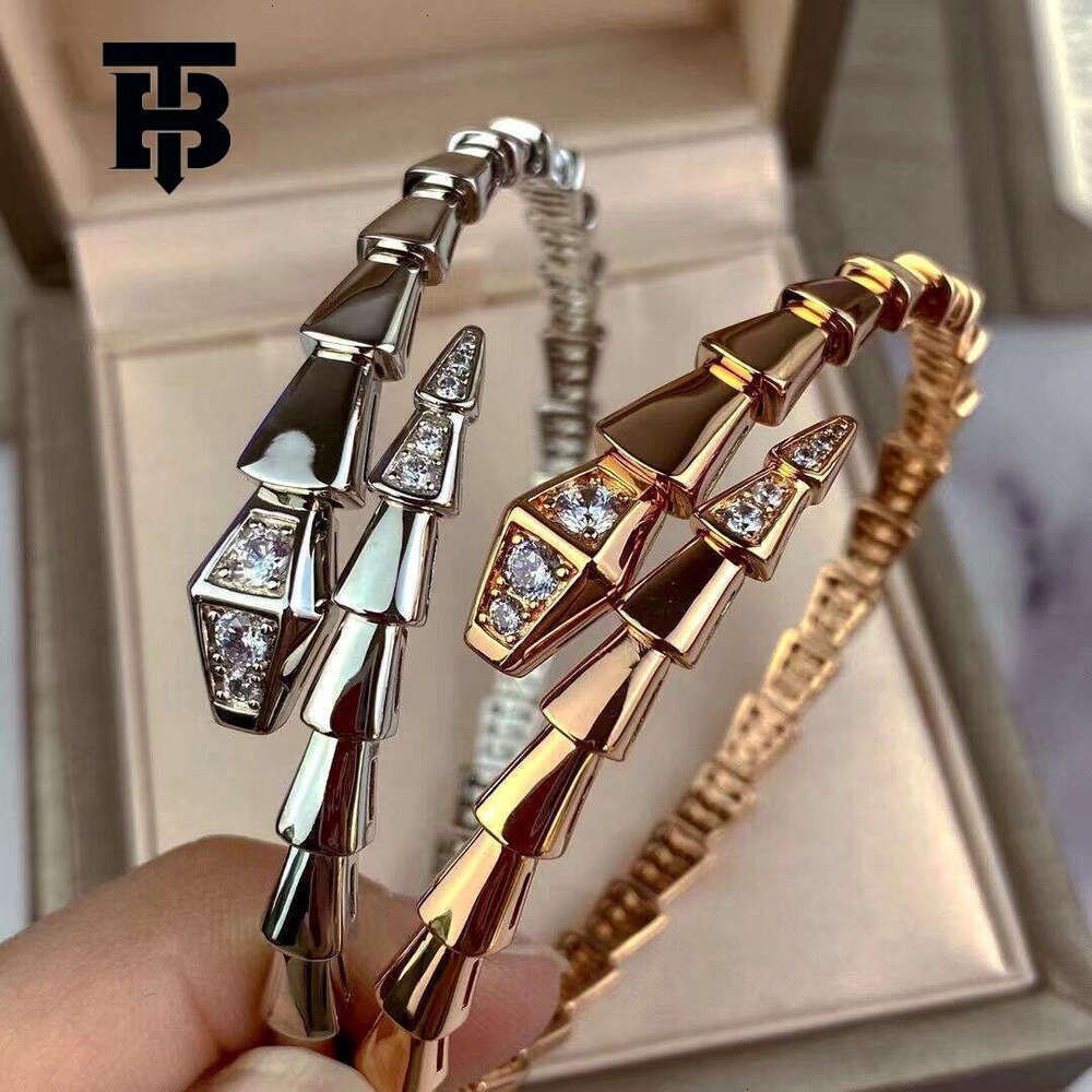 TB BHULAMTE Gold Silver Bracelet Womens bracelet Jewelry Bangle Women Mens Serpentine Letter Snake Couple Luxury Diamond Bracelets Unisex
