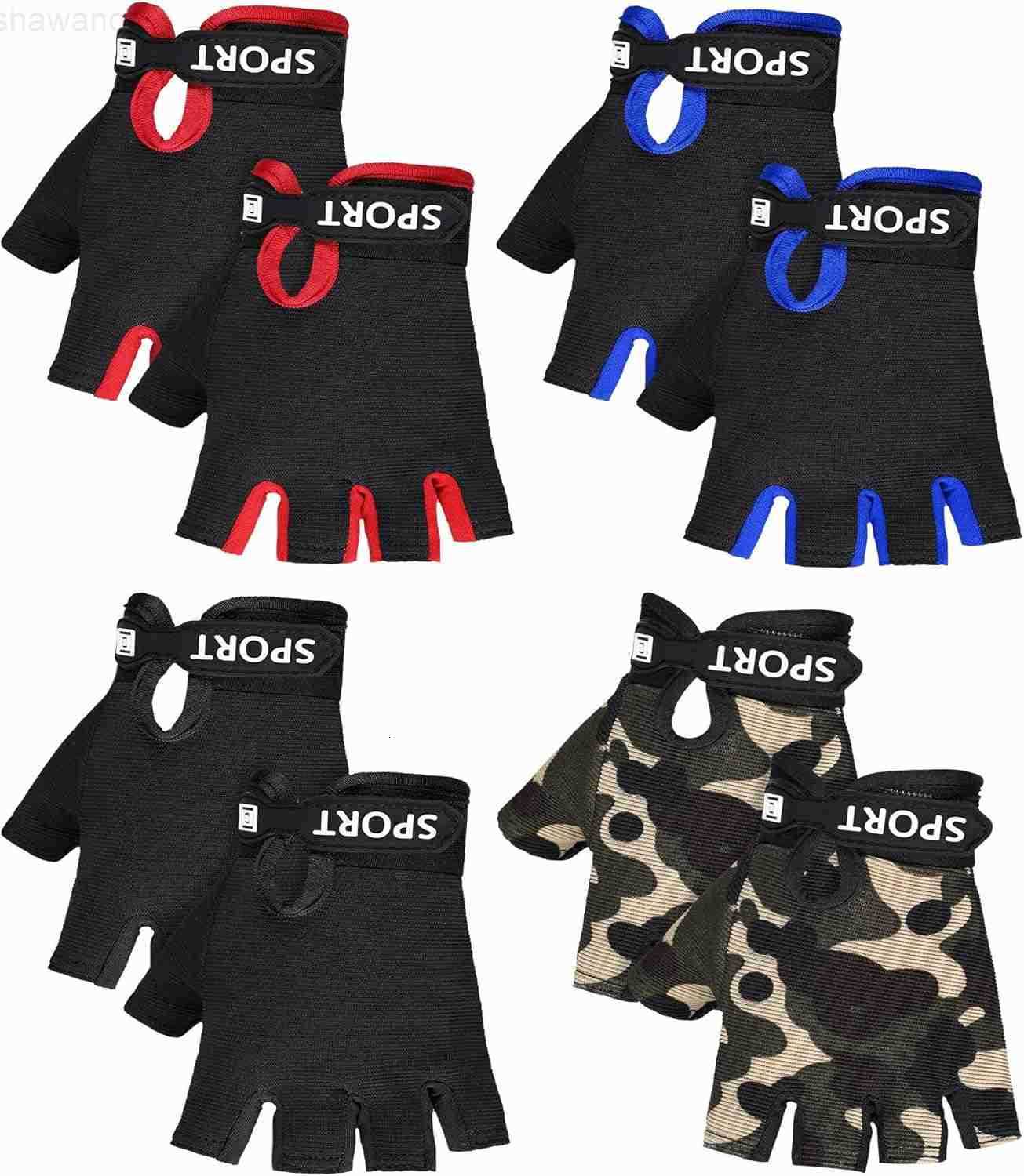 4 Pairs Kids Half Finger Cycling Gloves Non Slip Sports Gloves for Summer Outdoor Sports ChildrenW250911