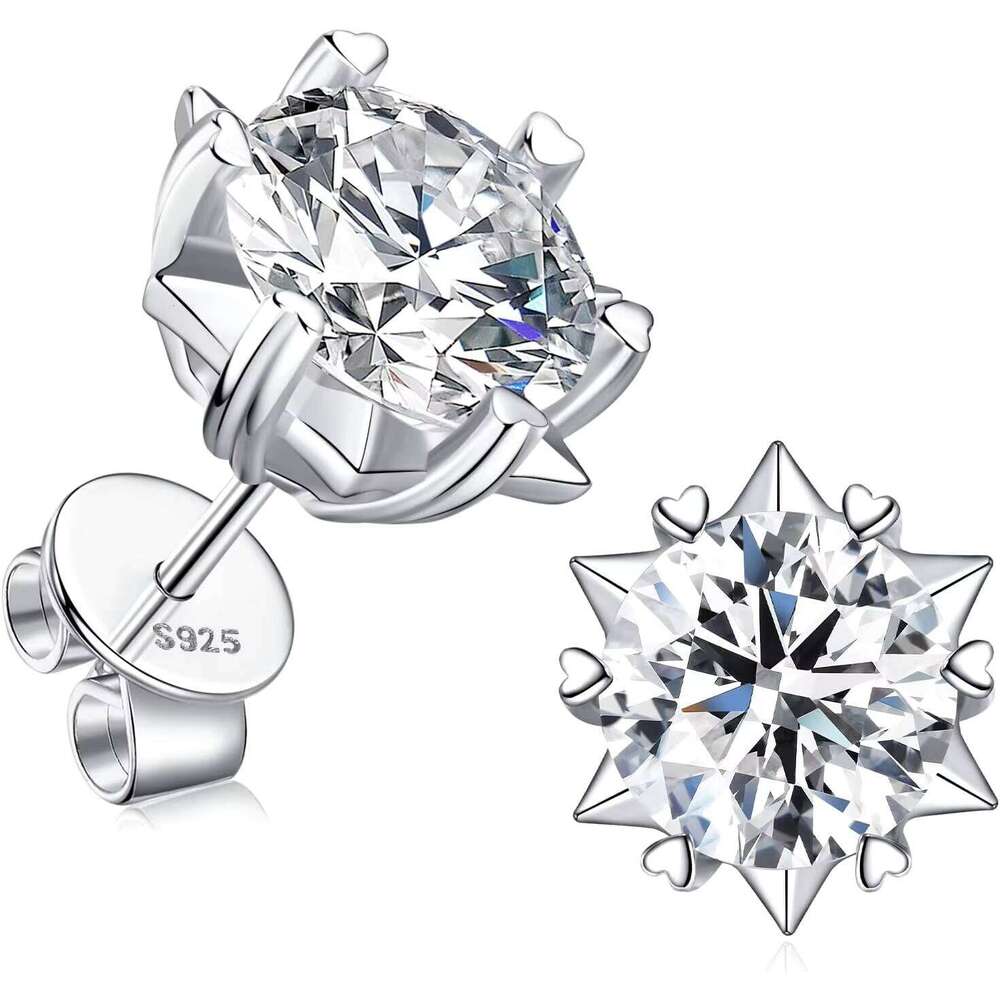 Sterling Sier Snowflake Earrings with Lab Grown Moissanite Hexagram Simple Elegant Temperament Jewelry