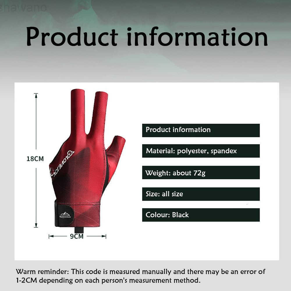 Pool Glove Left Hand Billiards Glove Billiard Pool Gloves for Left Hand 3 Finger Snooker Cue Sport Glove Popular Sizes for Men WomenW250911