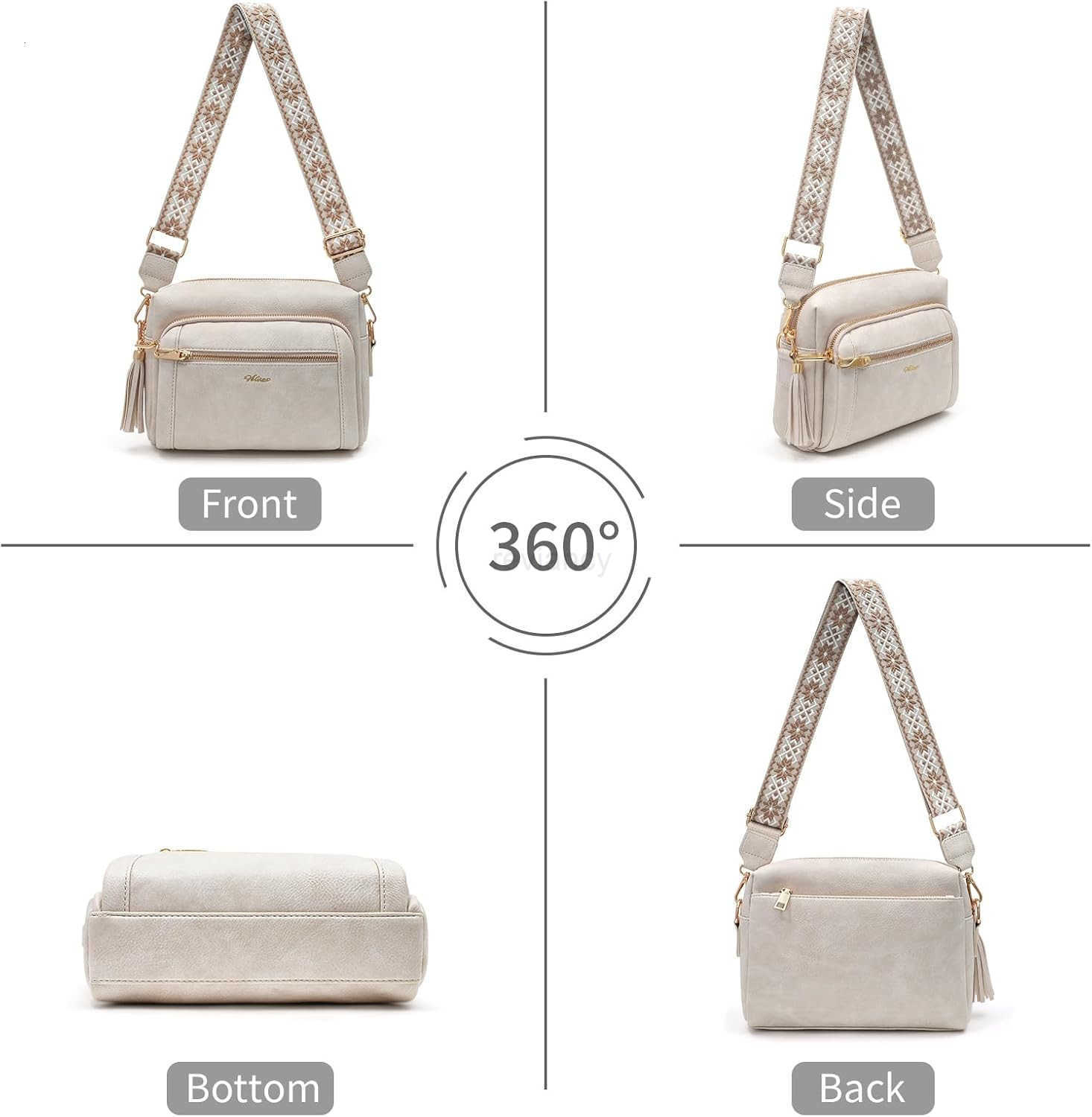Crossbody Bags for Women Small Leather Anti Theft Purses and Handbags with Wide Strap and TasselW250911
