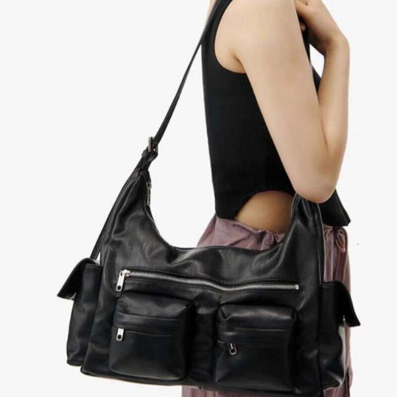 Japanese Punk Y2k Aesthetic Crossbody Bags Vintage Design Simple Shoulder Handbags Casual Trendy All Match Tote Bag Women