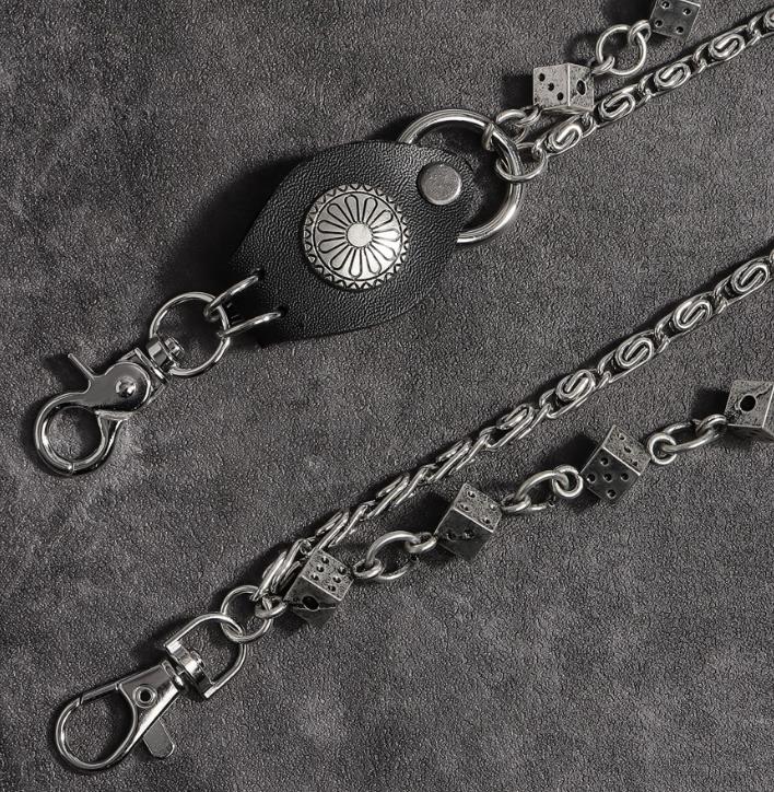 Mens Motorcycle KeyChain Jean Biker Wallet Belts Chain Skull Charm Leather Gothic Rock Pants Trousers Waist Key Mens DR34 240402
