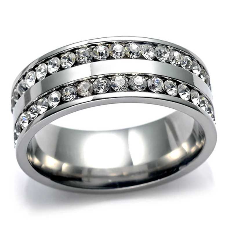 New Trendy Titanium Romantic Couple DIY Crystal Alliance Engagement Wedding Rings For Men Women Jewelry W250911