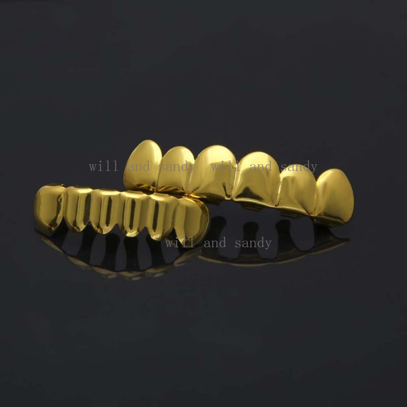 18K Gold Filled Teeth Grillz Glaze Cubic Zirconia Diamond Top Bottom Grillz Teeth Hip Hop Grills Miami Bling Fine Jewelry for Men Body Jewellry