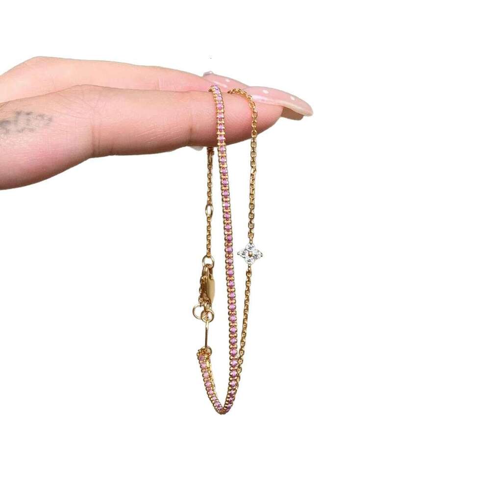 French Minimalist Double Layer Four-Leaf Flower Woven Bracelet for Women Vintage Simple Versatile Hand Rope Niche Design Jewelry