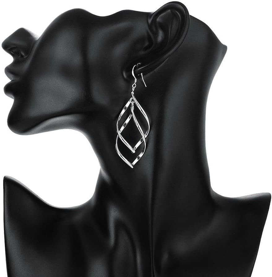 Silver Earrings dangle Hoops Elegant rotating Earring for WomensW250911