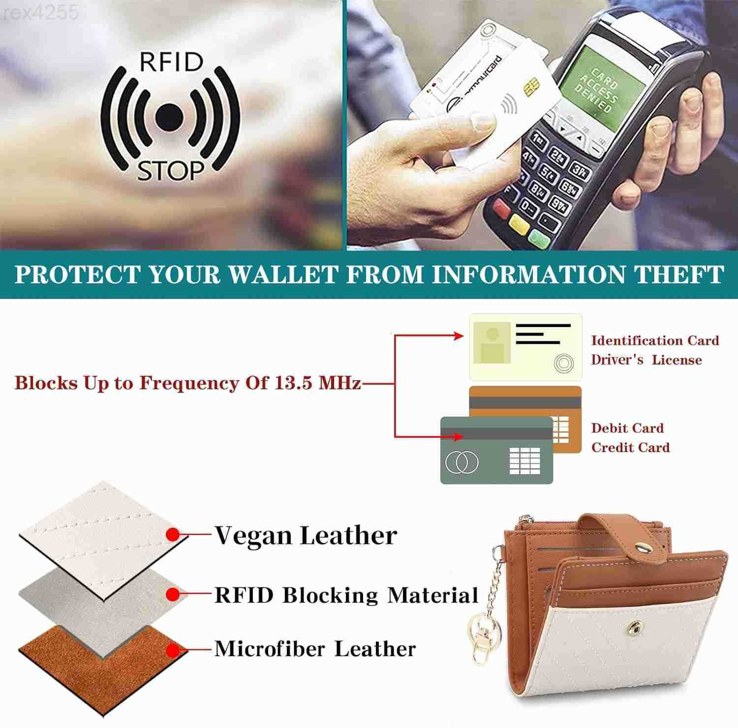Slim Wallet for Women RFID Blocking Credit Card Holder Bifold Wallet with Zipper Coin Pocket ID WindowW250911