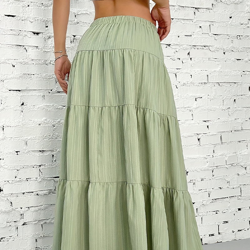 Elegant half-length skirt with LACES and large hem, loose long skirt in the style of Europe and America for women