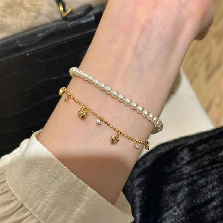 Tassel Heart Shaped Sparkling Dia Bracelet for Women, Light , Ins Style, Niche Design, High-end Feel, Elegant and Versatile Hand Jewelry