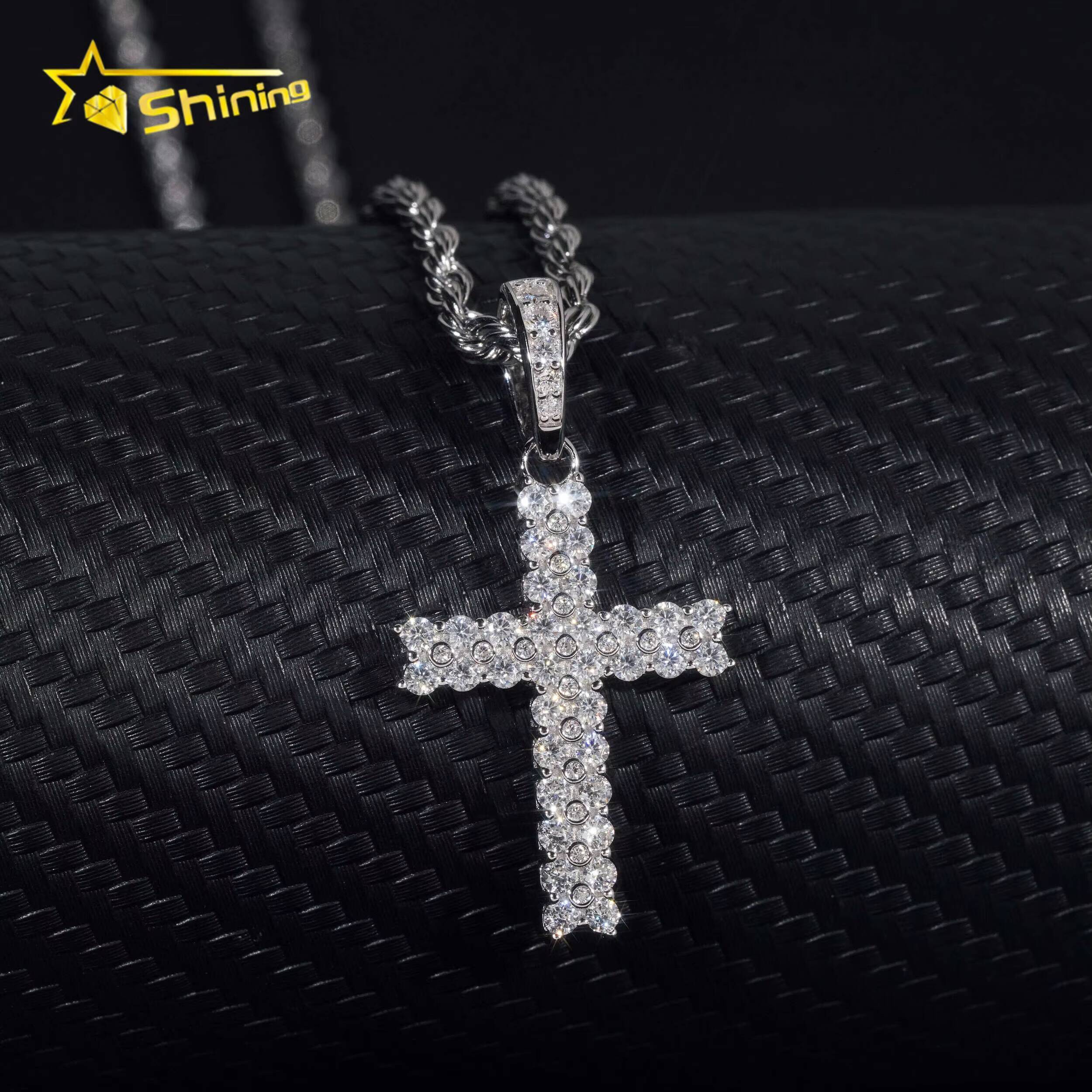 Hip Hop Jewelry Silver Christian Dainty Jesus Piece D Color Vvs Moissanite Men Pendant Diamond Cross Pendant Necklace