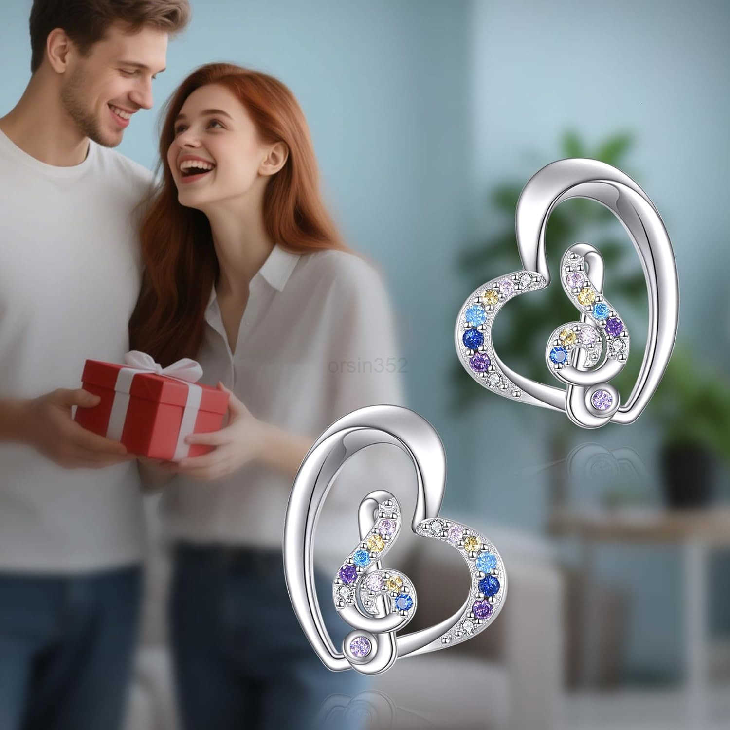 Music Earrings Studs for Women S925 Sterling Silver Musical Note Earring Gift Musical Gift for Music LoversW250911