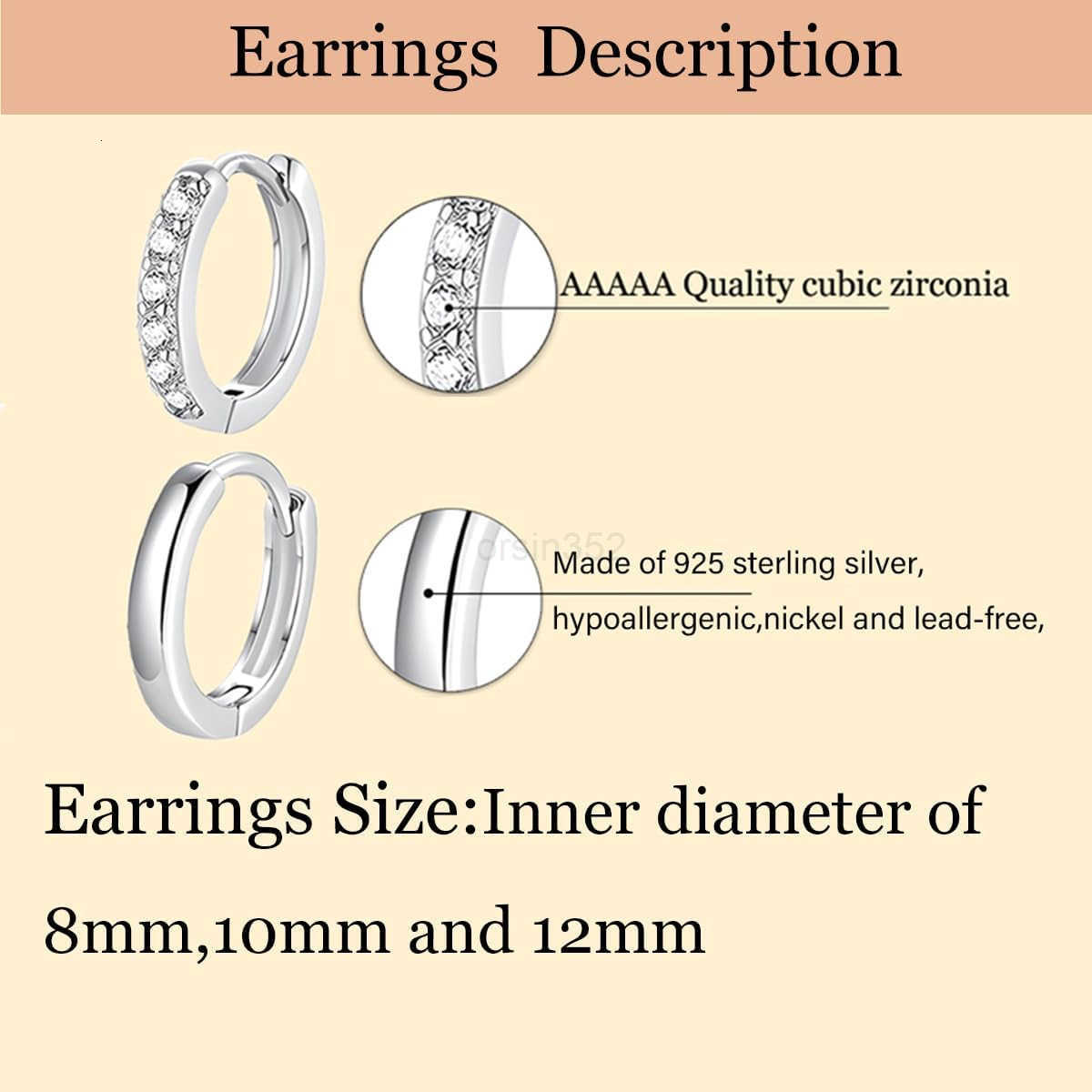 6 Pairs 925 Sterling Silver Small Hoop Earrings for Women14k Real Gold Hypoallergenic Tiny Cubic Zirconia Cartilage Huggie Earring Sets for Multiple P
