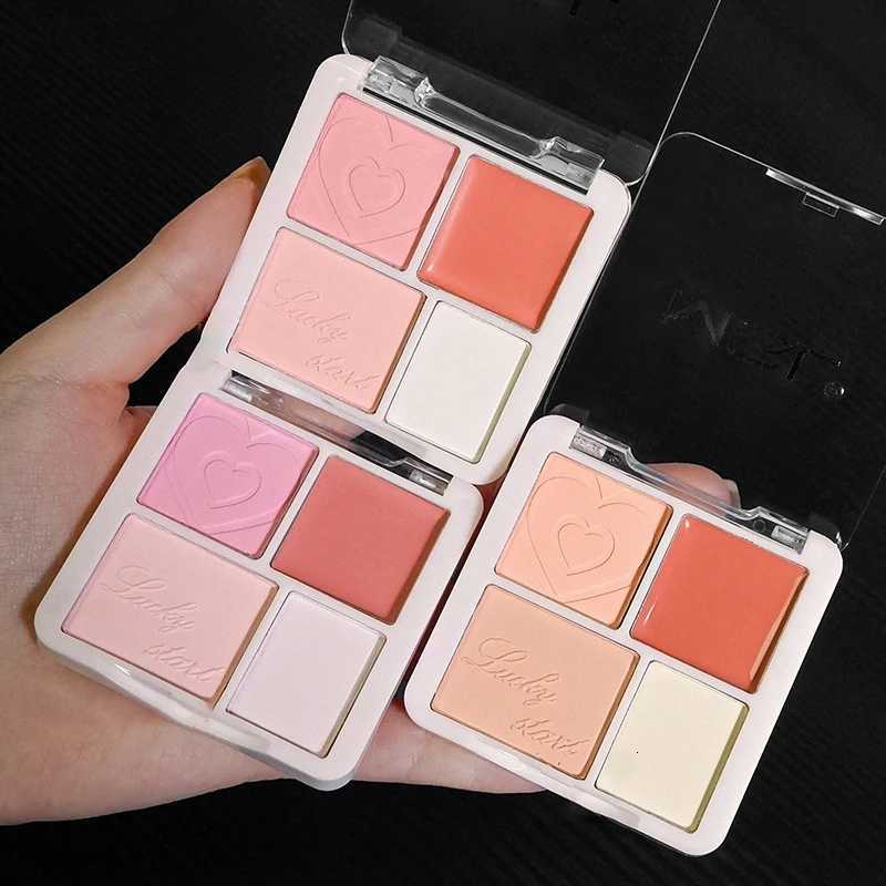 4 Color Pink Peach Blush Powder Cream Palette Highlighter Matte Expanding Color Brightening Face Blusher Rouge Makeup Cheek Tint W250911