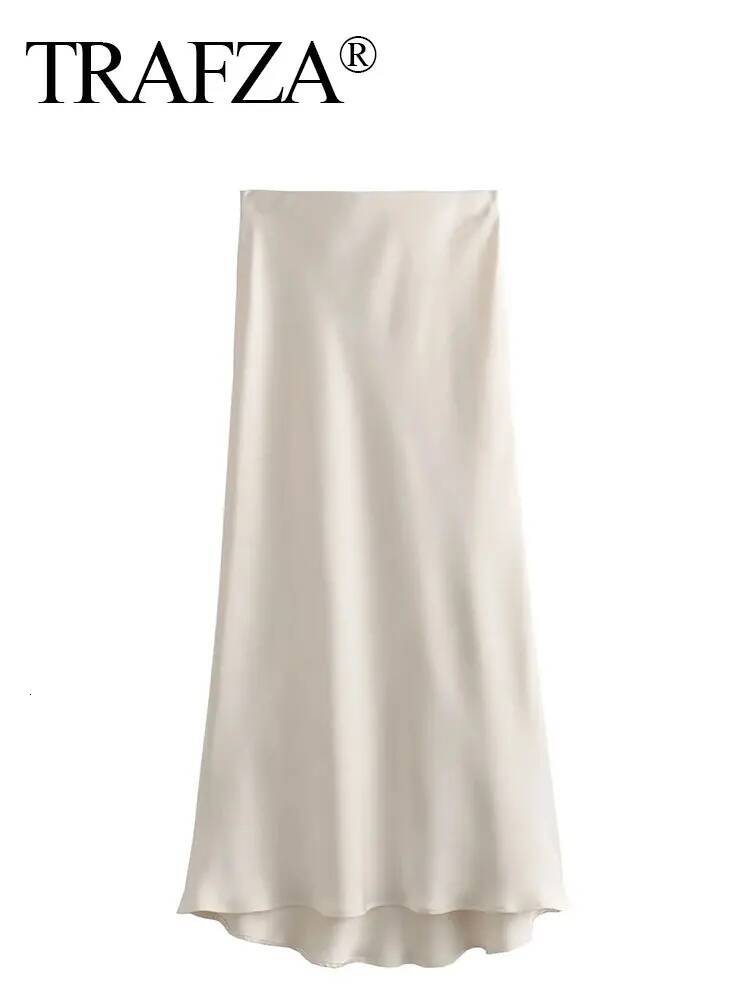 2024 Y2K Women Long Skirt Spring Elastic Waisted A-Line Casual Female Satin High Street Lady Skirts dongdumaoyi