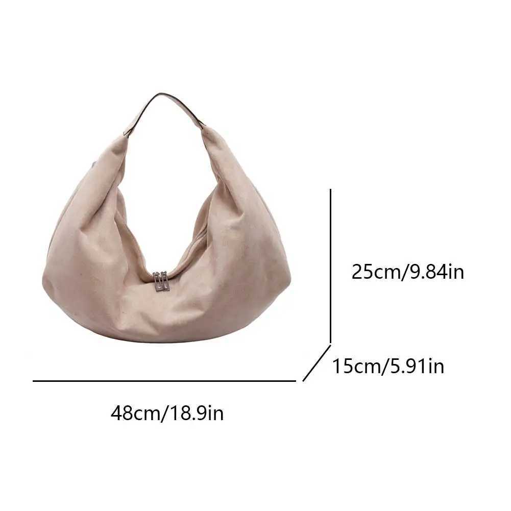 Women Suede Hobo Bag Slouchy Underarm Bag with Zipper Large Capacity Handbag for Work Travel W250911