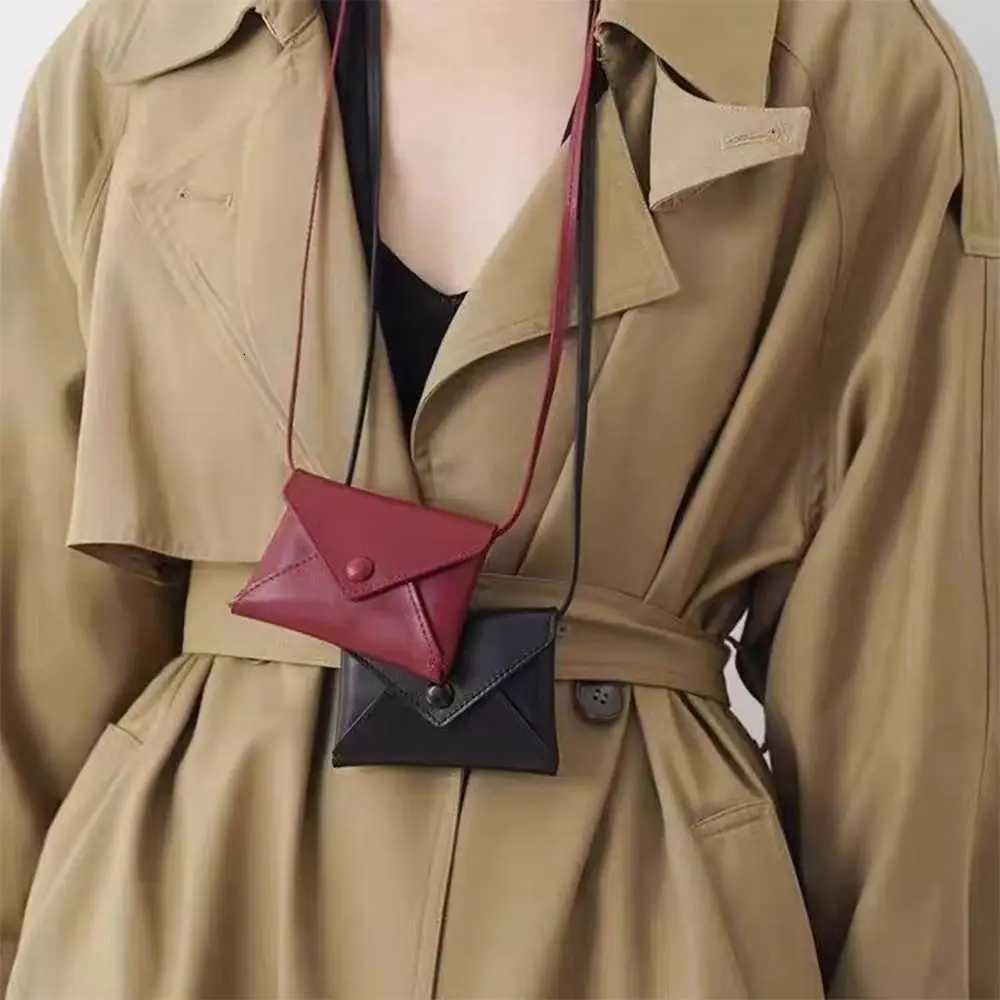 BlackRed Mini Bag Necklace Solid Color Waist Bag Durable PU Leather Shoulder Bag Multifunctional Crossbody Bag Coin Purse W250911