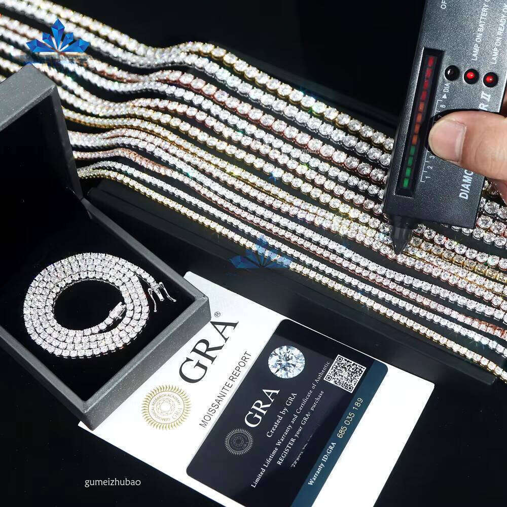 Men and Women High-End S Sier Iced Tennis Chain 6-24inch Silicon Stone NecklaceDesigner necklace