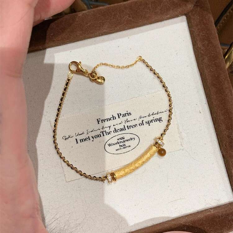 Light Style Tiger Eye Stone Black Gold Braided Rope Bracelet for Women, and Versatile Necklace, Unique Niche Design Jewelry