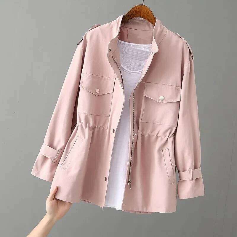 Spring Autumn Jacket Top 2025 New Loose Oversize Windbreaker Mid-Length Outwear Women All-Match Trench Coat