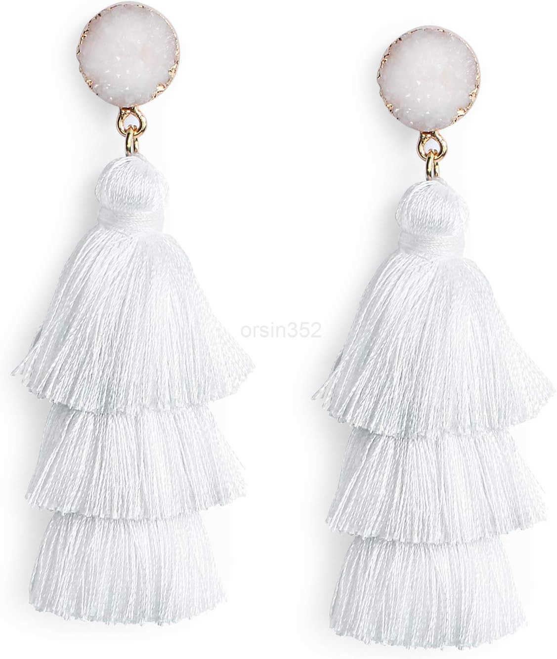 Colorful Layered Tassel Earrings Bohemian Statement Tiered Tassel Big Dangle Drop Earrings for Women Druzy Studs Christmas Mothers Day GiftW250911