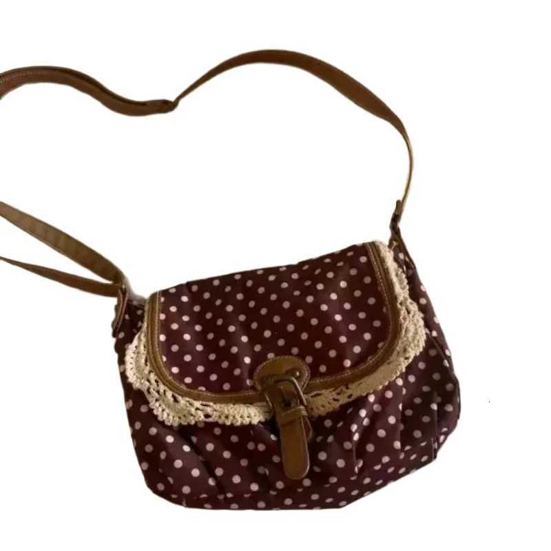 New Korean Polka Dot Niche Design Vintage Womens Single Shoulder Crossbody Bags Fashion Polka Dot Canvas Bag W250911