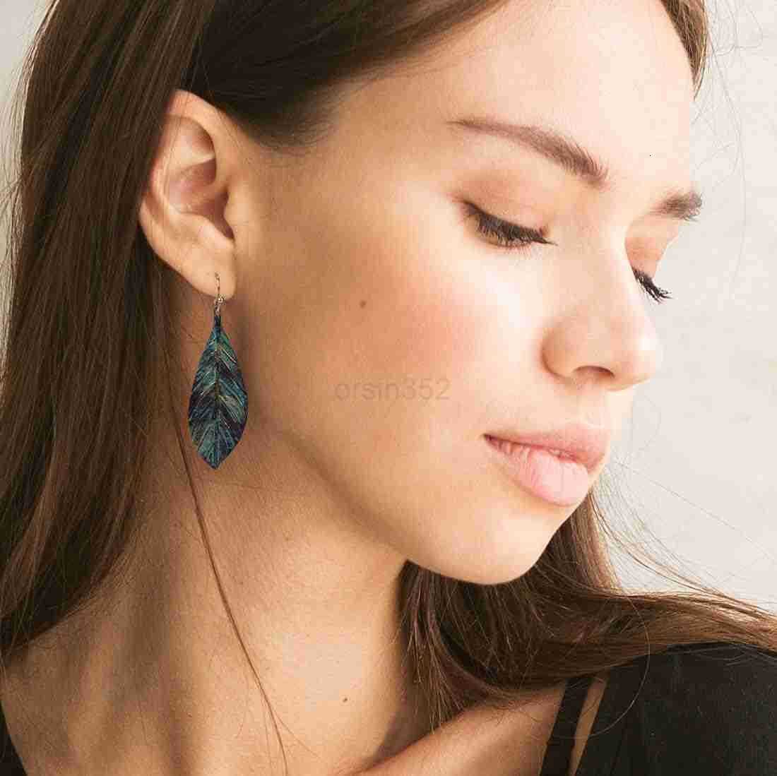 Handmade Boho Lightweight Statement Leaf Earrings with Detailed Texture for WomenW250911