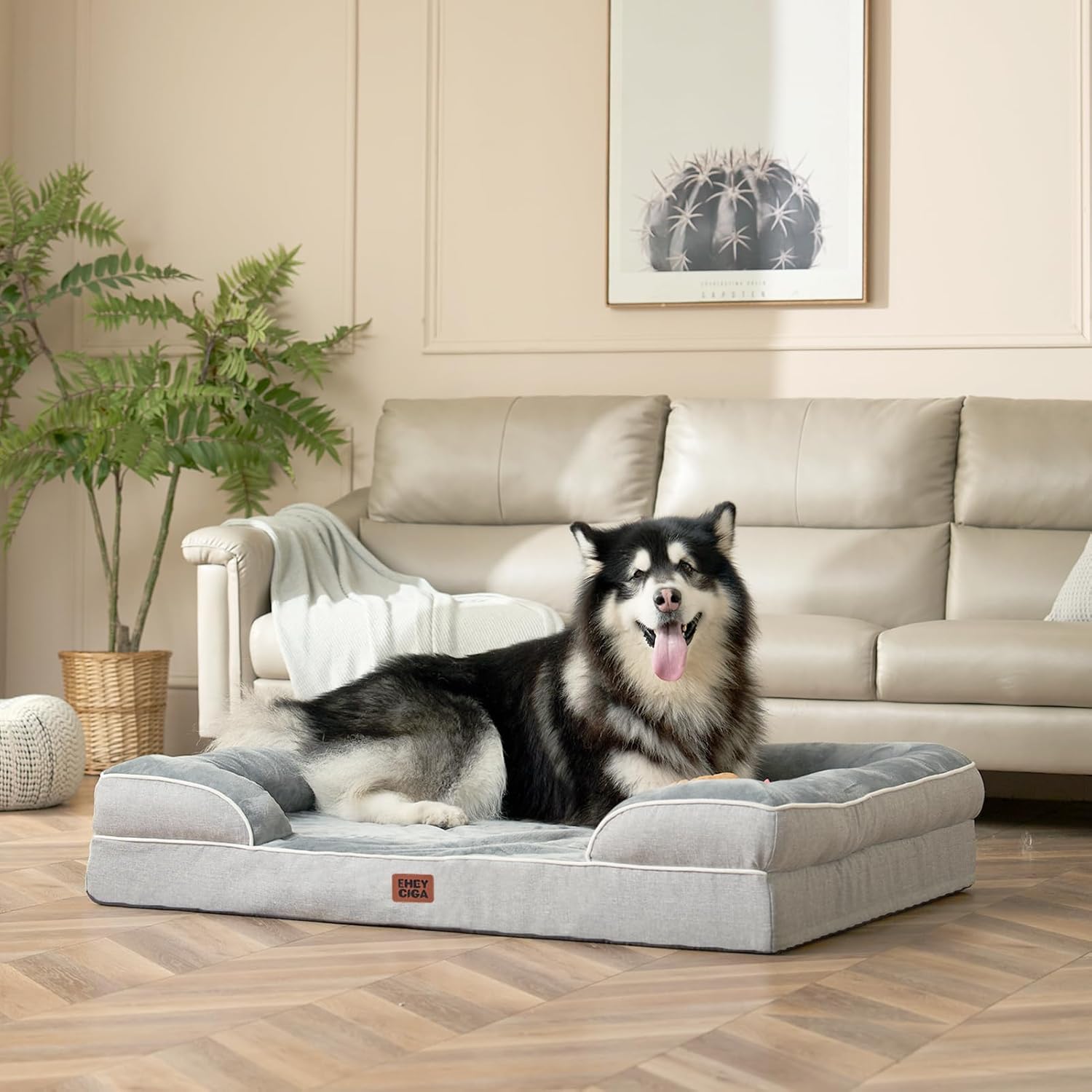 Orthopedic Dog Beds for Extra Large Dogs, Waterproof Memory Foam XXL Pet Bed with Sides, Non-Slip Bottom and Egg-Crate Foam Big Dog Couch Bed with Was