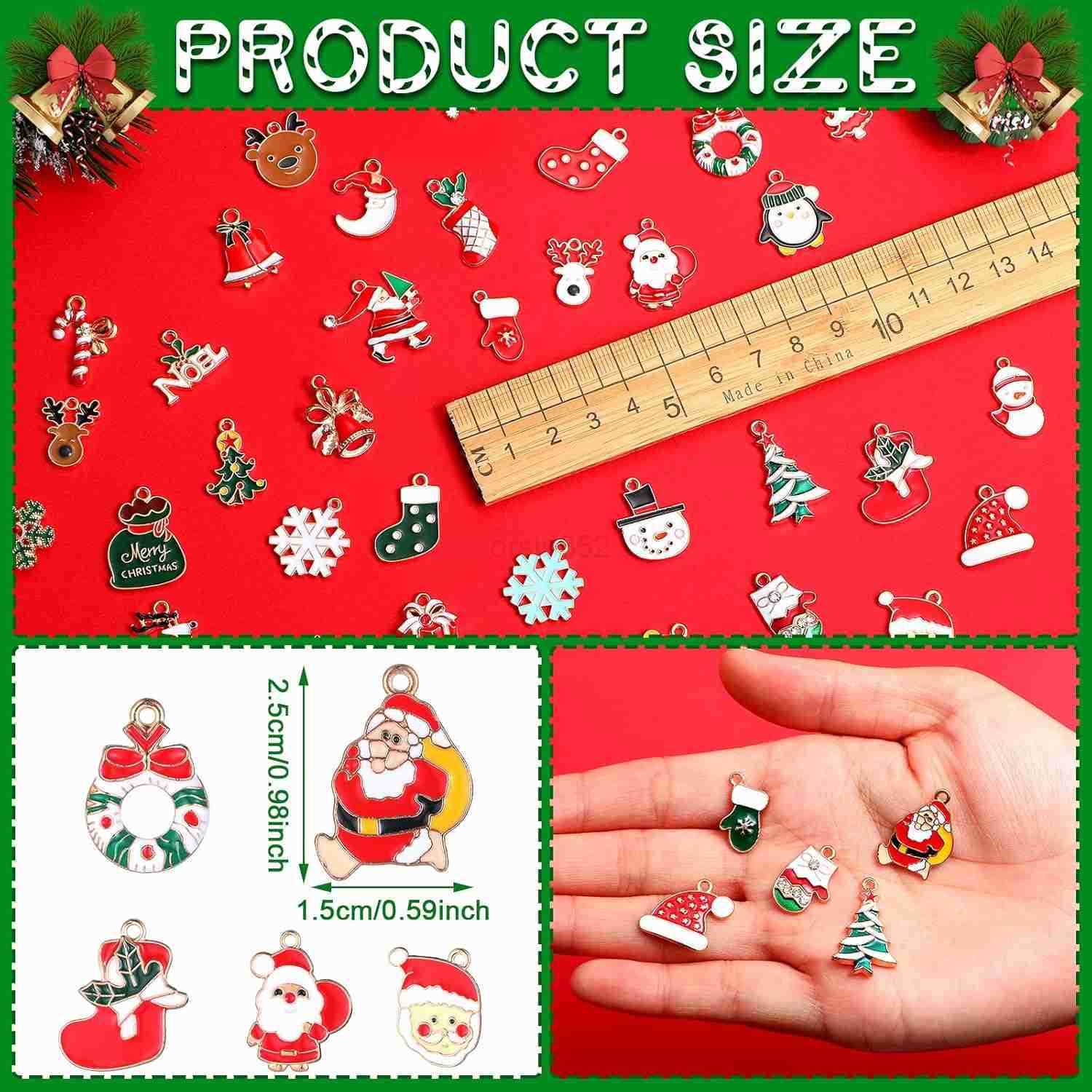 300 Pcs Christmas Charms for Jewelry Making Bulk Gold Enamel Cute Santa Claus Snowman Pendant Christmas Tree Elk Ball Snowflake s Necklaces EarringW25