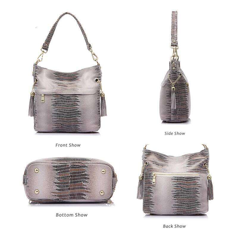100% Genuine Women's Shoulder Handbags Shiny Emed Lady Suede Cowhide Real Leather Bags New Cross Body Bucket Bag