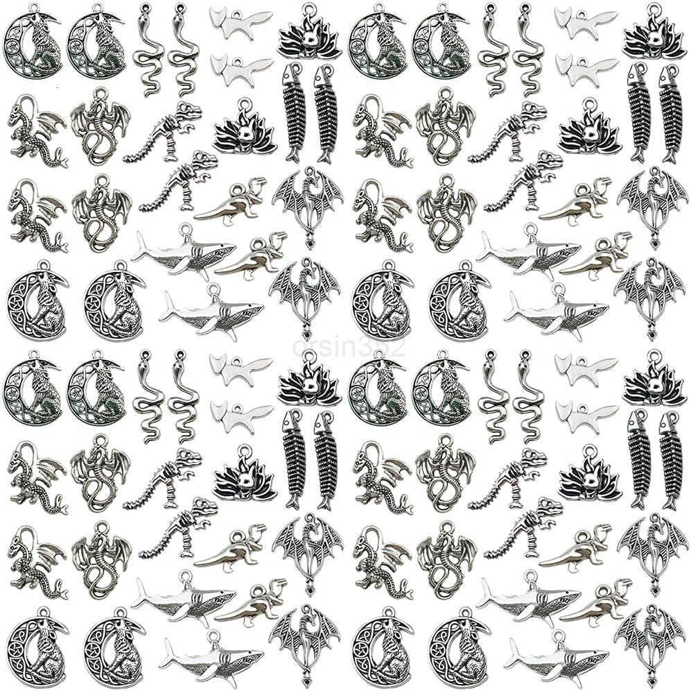 48pcs antique silver novel animal set Pendant Jewelry Making DIY Keychain Earrings Pendant Various Design Charms for Jewelry Making s Necklace SNW2509
