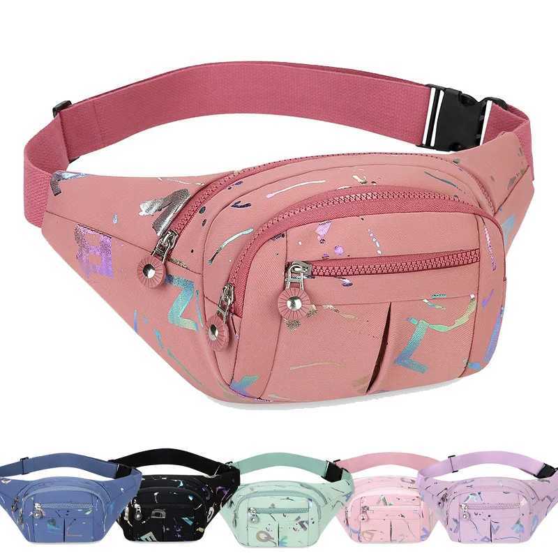 Casual Trendy Waist Bag Women Lightweight Oxford Fabric Print Stitching MultiPocket Fanny Pack Daily Commute Bags Z250911
