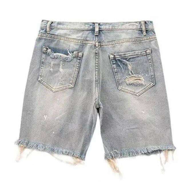 Men s Jeans Casual Men Shorts Denim Summer Distressed Straight Fit Ripped Holes Knee Length With Multi