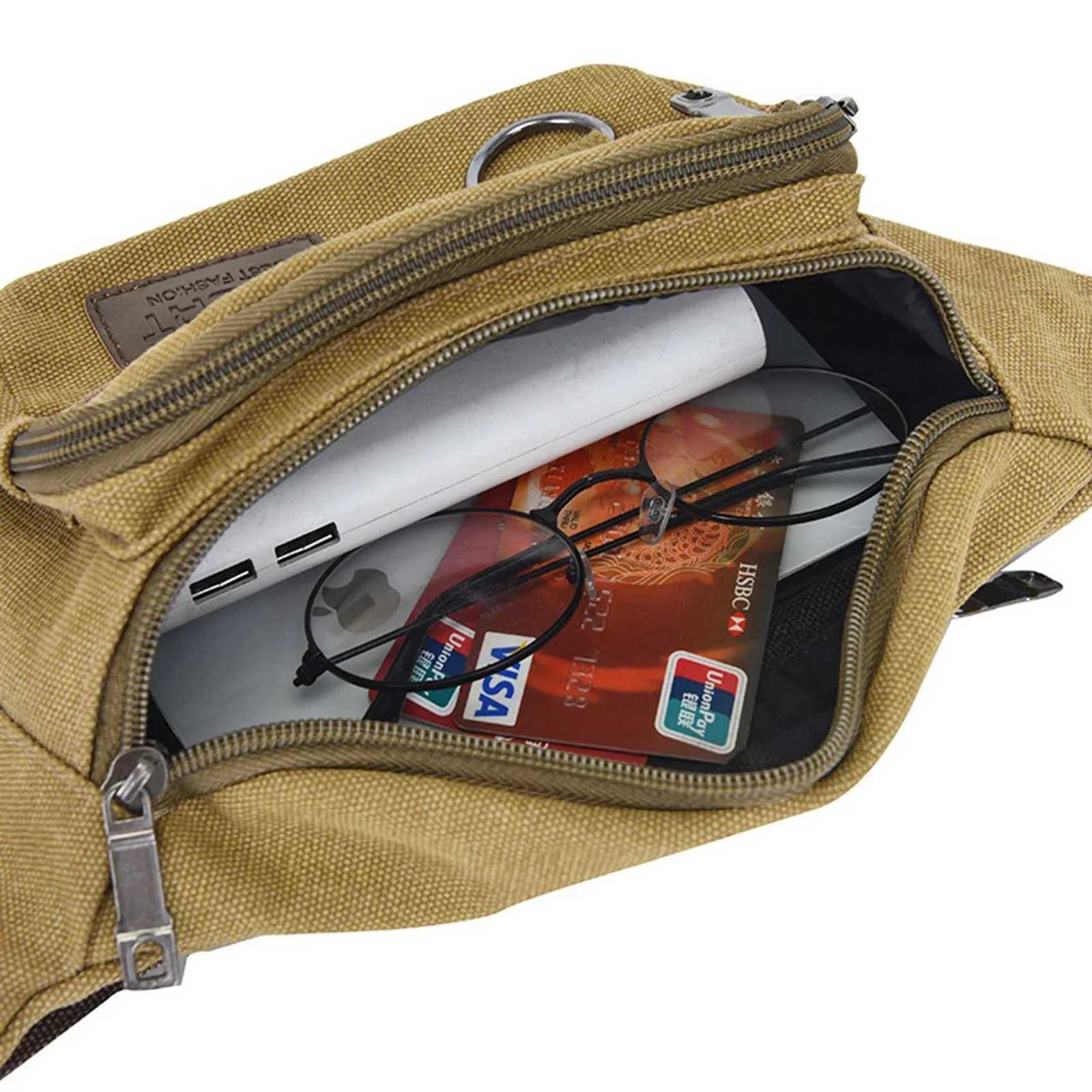 Sports Waist Packs Casual Canvas Hidden Antitheft Chest Bags Body Running for Men Women Tourist Cycle Crossbody Bag Pocket Z250911