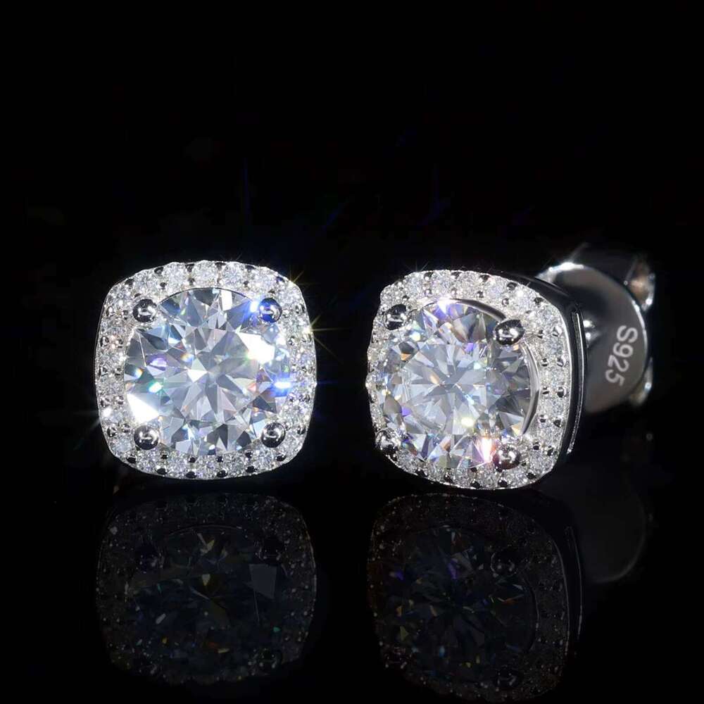 Ready to Ship Sterling Sier Hip Hop VVS Moissanite Stud Earrings Gold Plated Hot Selling Fine Jewelry With Dia Tester