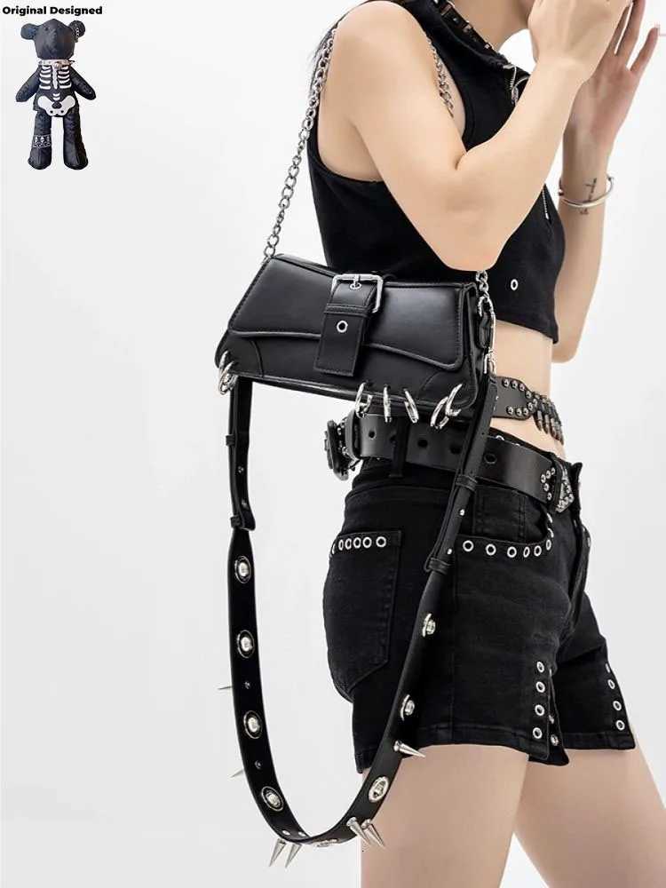 Y2K Vintage Gothic Cool Underarm Tote Bag spike Chain One Shoulder Handbag Leather Rock s Crossbody Bags Z250911