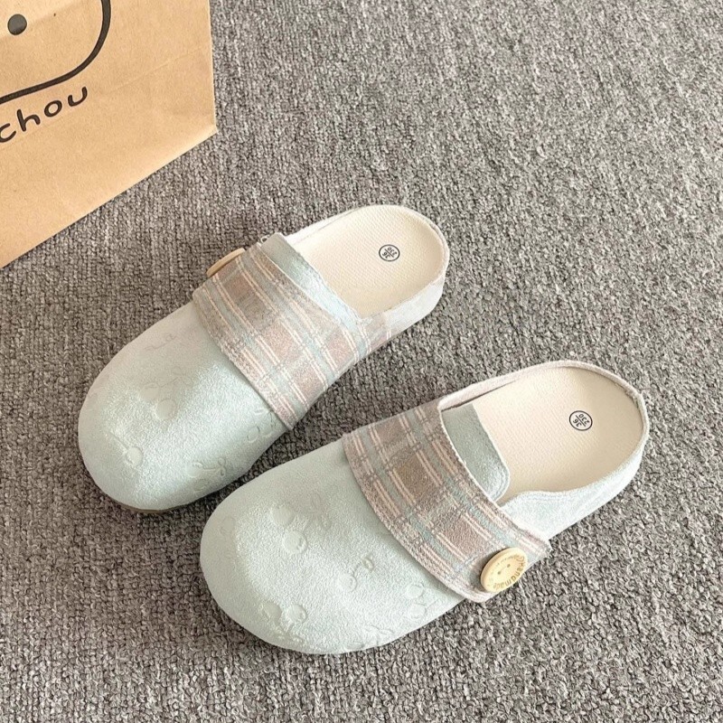 Women's Closed Sandals Autumn New Designer Shoes Women's Outdoor Shoes Flat Bottom Baotou Half Slippers Wearing Lazy Single Shoes