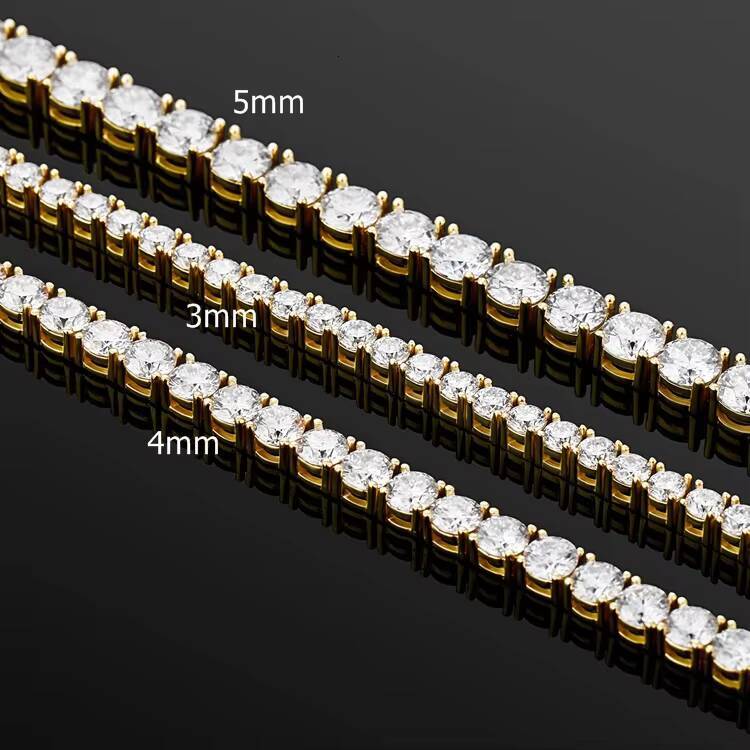Luxury Jewelry Gold Plated Women Men Iced Out Jewelry Sparkle 4.0mm Moissanite Tennis Chain Bracelet