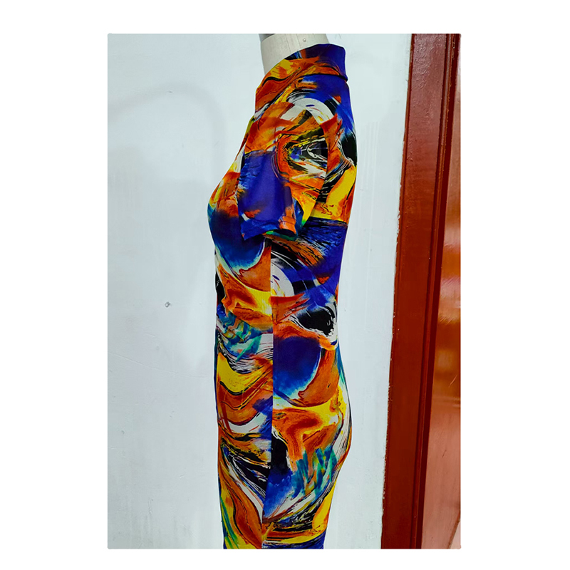 Urban Sexy Dresses Women's Short Sleeve Shirt Dress with Colorful Abstract Print - Bodycon Style